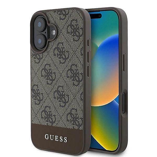 Etui Guess 4G Bottom Stripe na iPhone 16 Plus 6.7" - brązowe