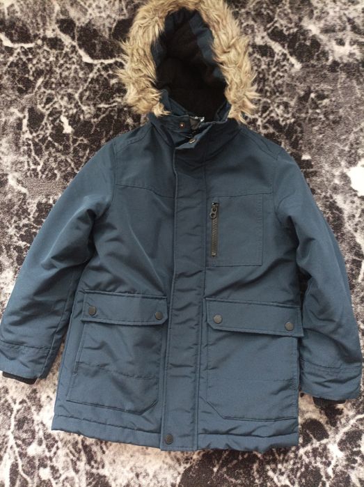Зимова парка Next темно синя на флісі