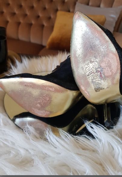 Versace for H&M wiązane buty botki skóra złoto lux 39