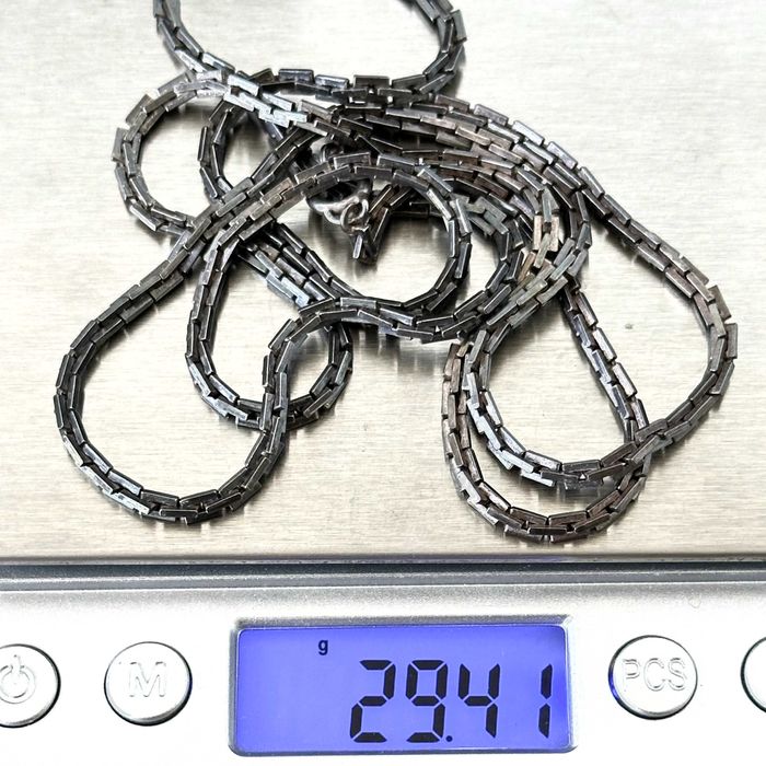 Srebrny łańcuch Art Deco z ok. 1920 roku, wykonany z srebra próby 835