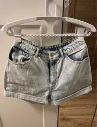 Jasne jeansowe spodenki z wysokim stanem H&M S