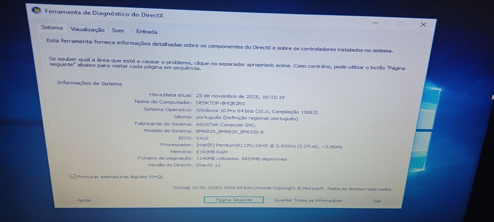Computador Processador Intel Pentium, SSD , 8GB Ram