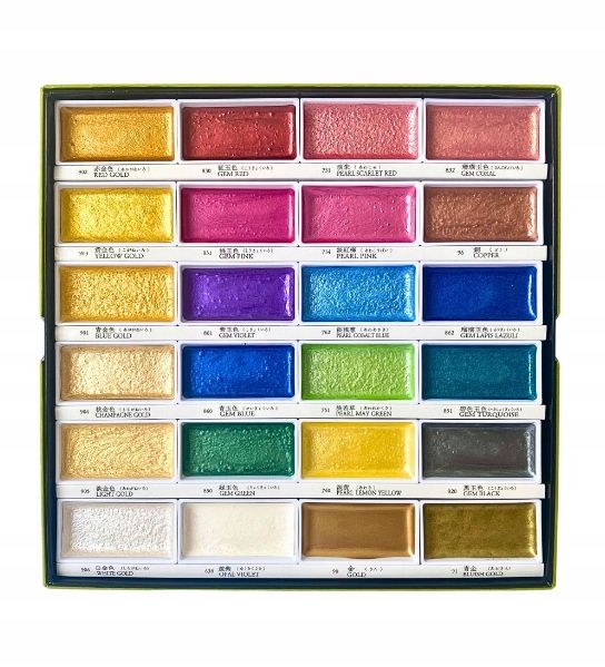 Farby akwarelowe Gansai Tambi Kuretake 24 zestaw farb akwarelowych Met