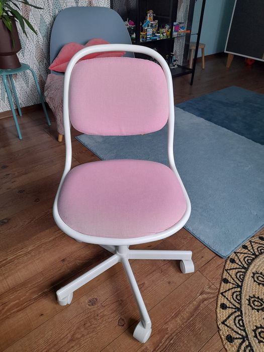 Fotel krzesło dziecięce biało różowe IKEA