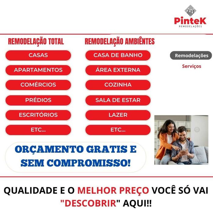 Remodelações, Obras, Reparações e Construções - A Solução é a Pintek