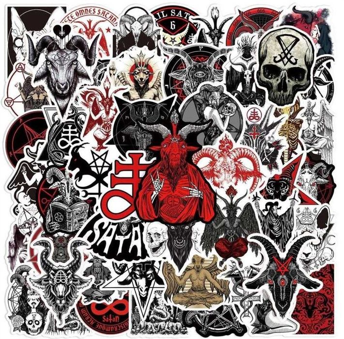 Наклейки стикеры "Символы Сатаны и Оккультизма" 50 шт