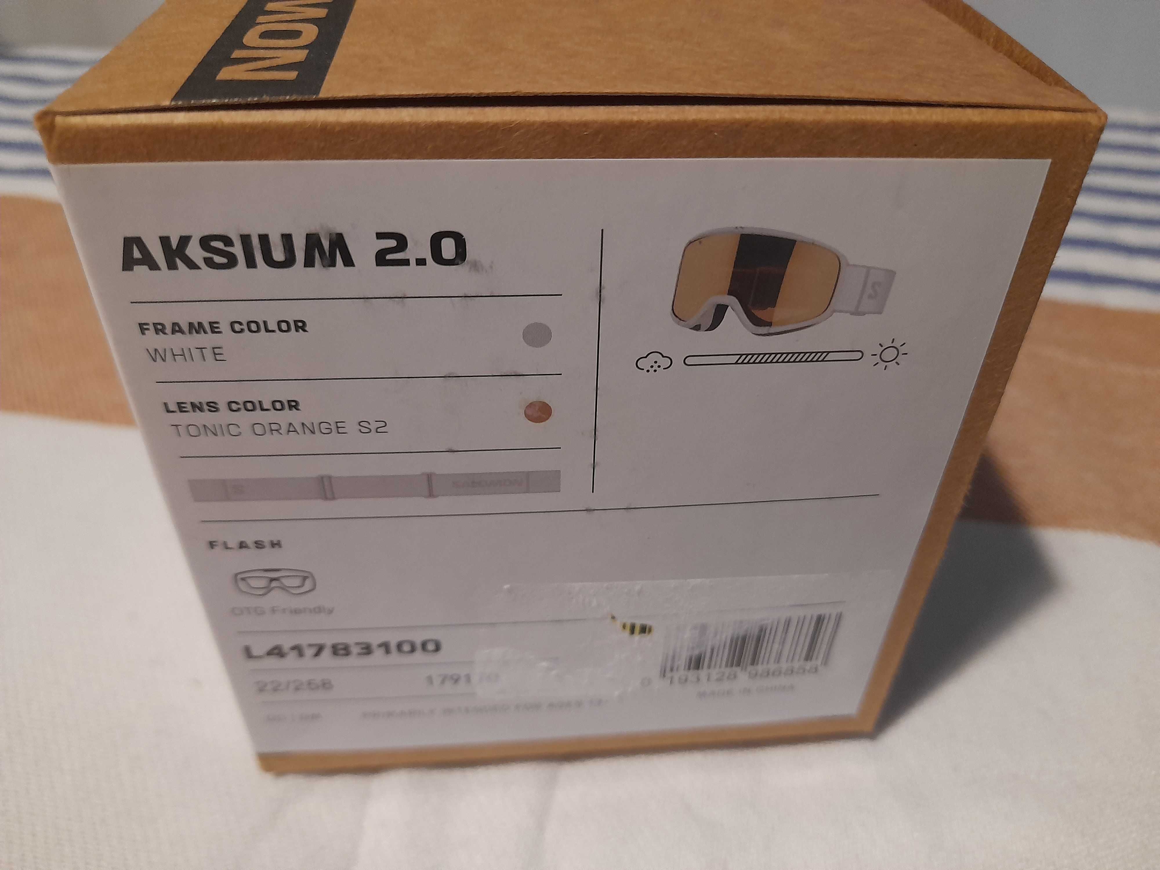 Gogle narciarskie Damskie SALOMON AKSIUM 2.0 WHITE Tonic Orange