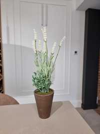 Sztuczna Lawenda biała w doniczce sztuczne kwiaty w donicy