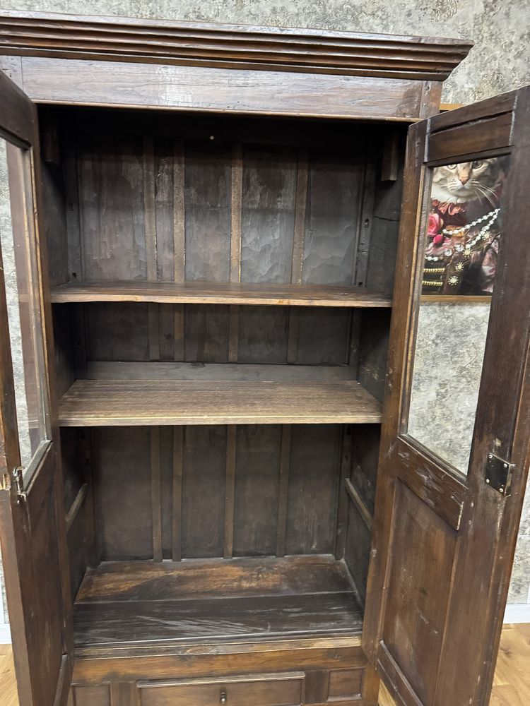 Witryna kolonialna, biblioteka,witryna drewniana, vintage, lite drewno