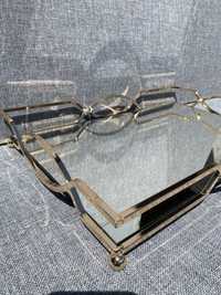 Поднос  прямоугольный металл позолота, зеркальное стекло