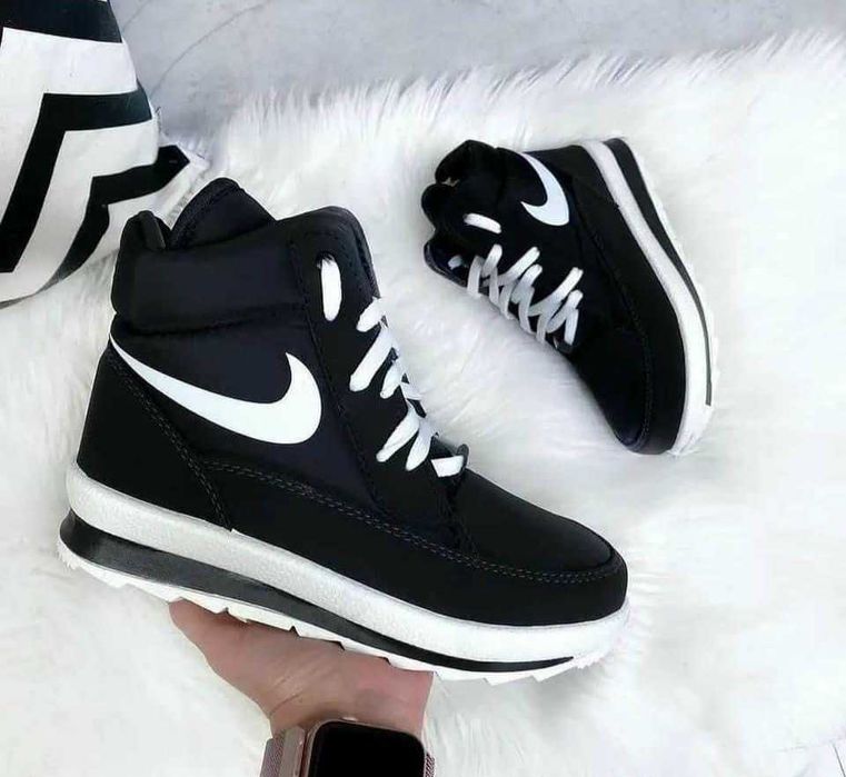 Ботинки дутики черные nike зимние кроссовки сапоги женские подросток