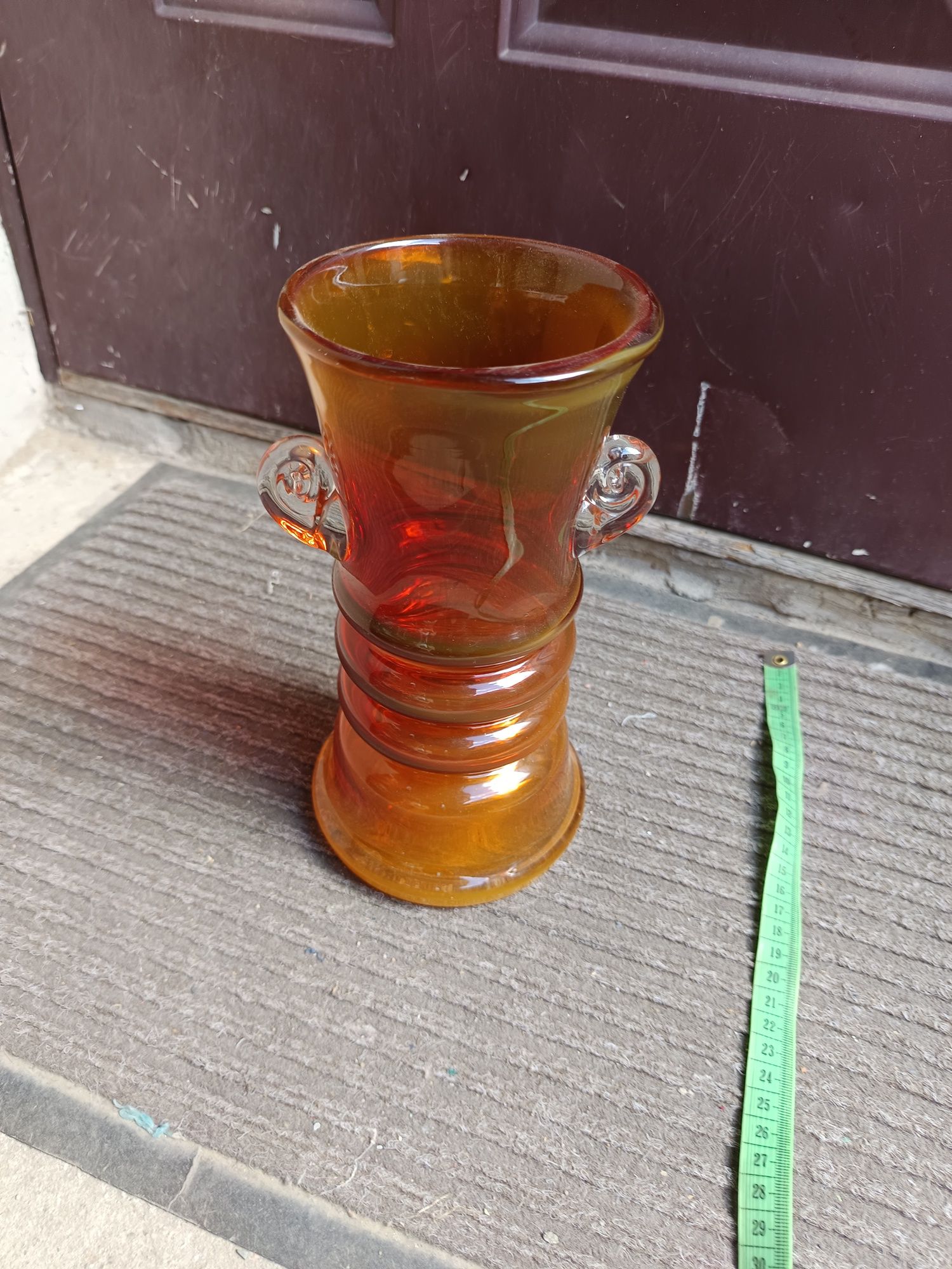 Stary vintage PRL Wazon HS Tarnowiec szkło pomarańczowe