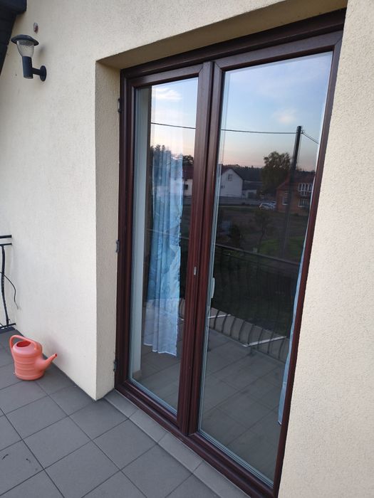 Okno tarasowe dwie szyby 1480/2300 mm białe wew. machoń na zew.