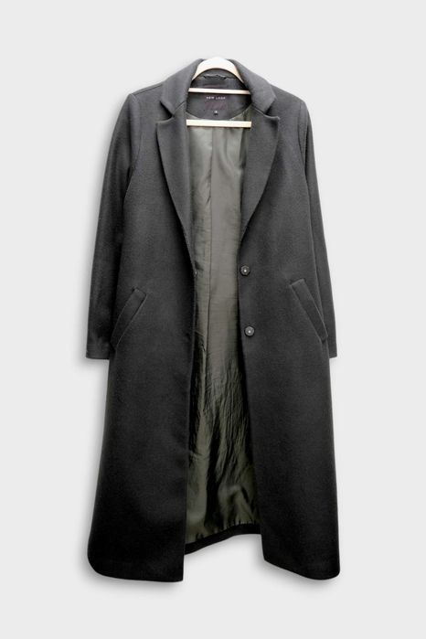 New Look płaszcz 36 blend ciemnozielony minimalist elegant scandi