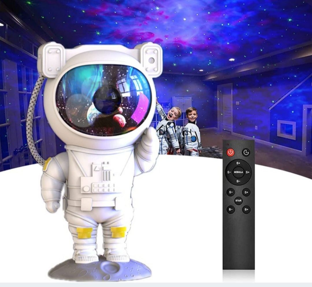 Projektor rzutnik gwiazd astronauta LED lampka nocna kosmos USB pilot