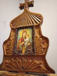 Икона резная деревянная Божией матери