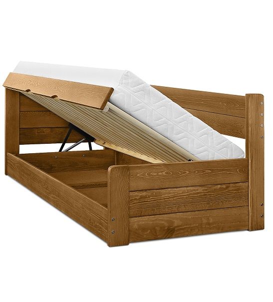 drewniane łóżko otwierane na bok ze skrzynią VIGO 90x200