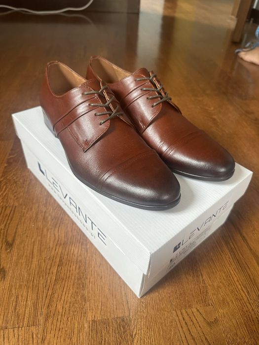 Eleganckie brązowe buty, pólbuty, skóra naturalna R. 40