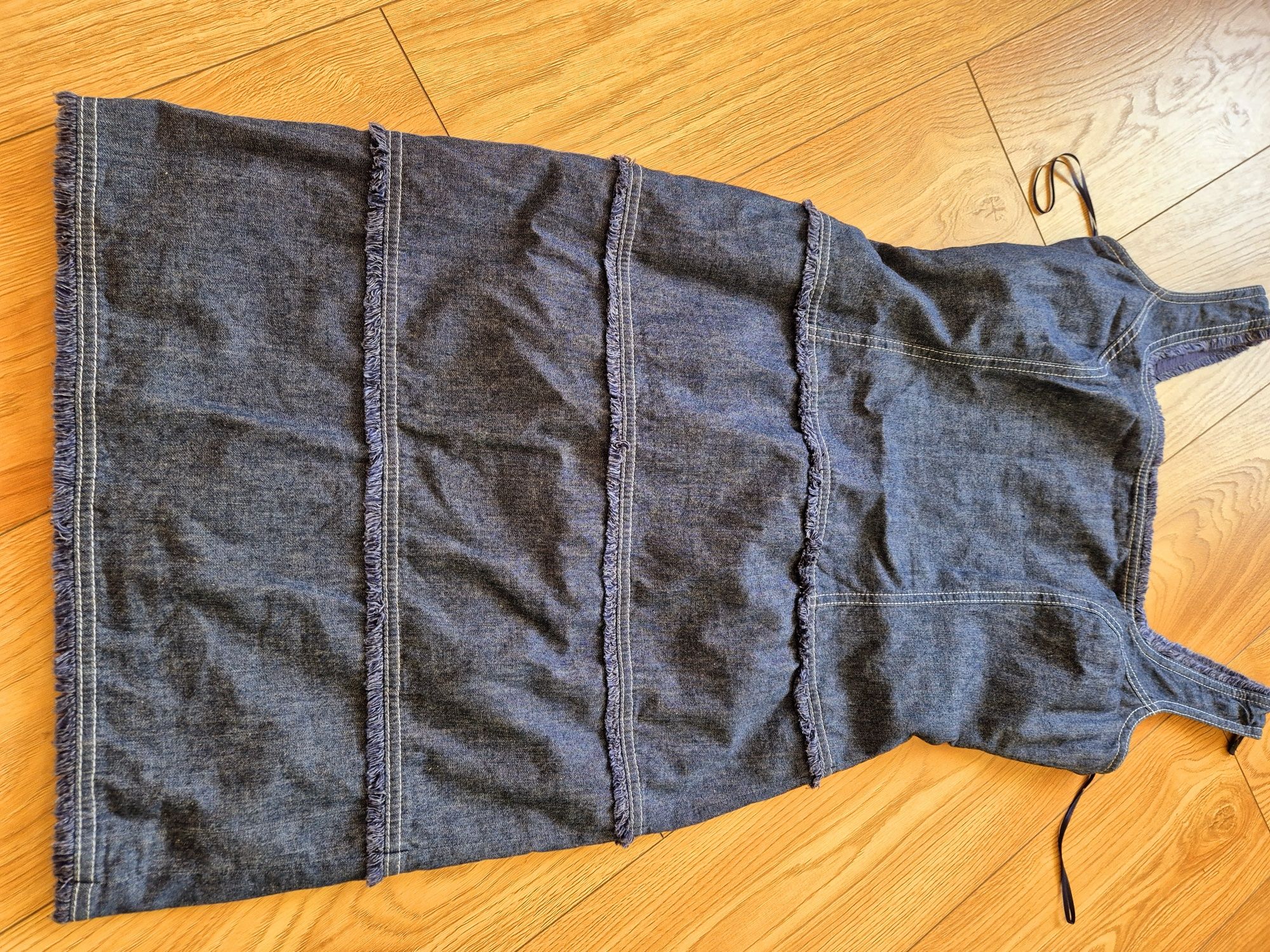 Sukienka jeans bandażowa podszewka Escada L