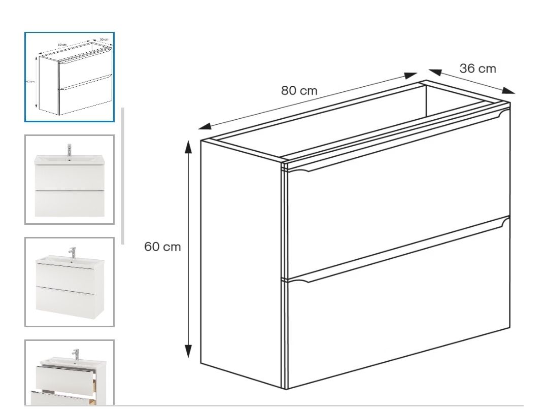 Szafka pod umywalkę GoodHome Imandra Slim wisząca 80 cm biała