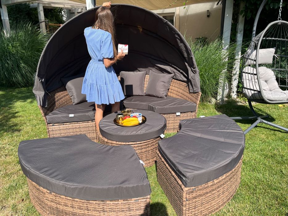 VENUS leżanka technorattan szary lub brąz leżak taras 210