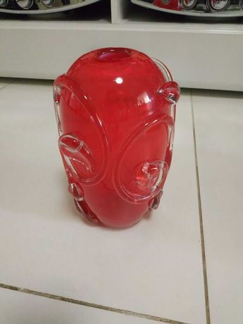 Винтажная красная ваза из муранского стекла