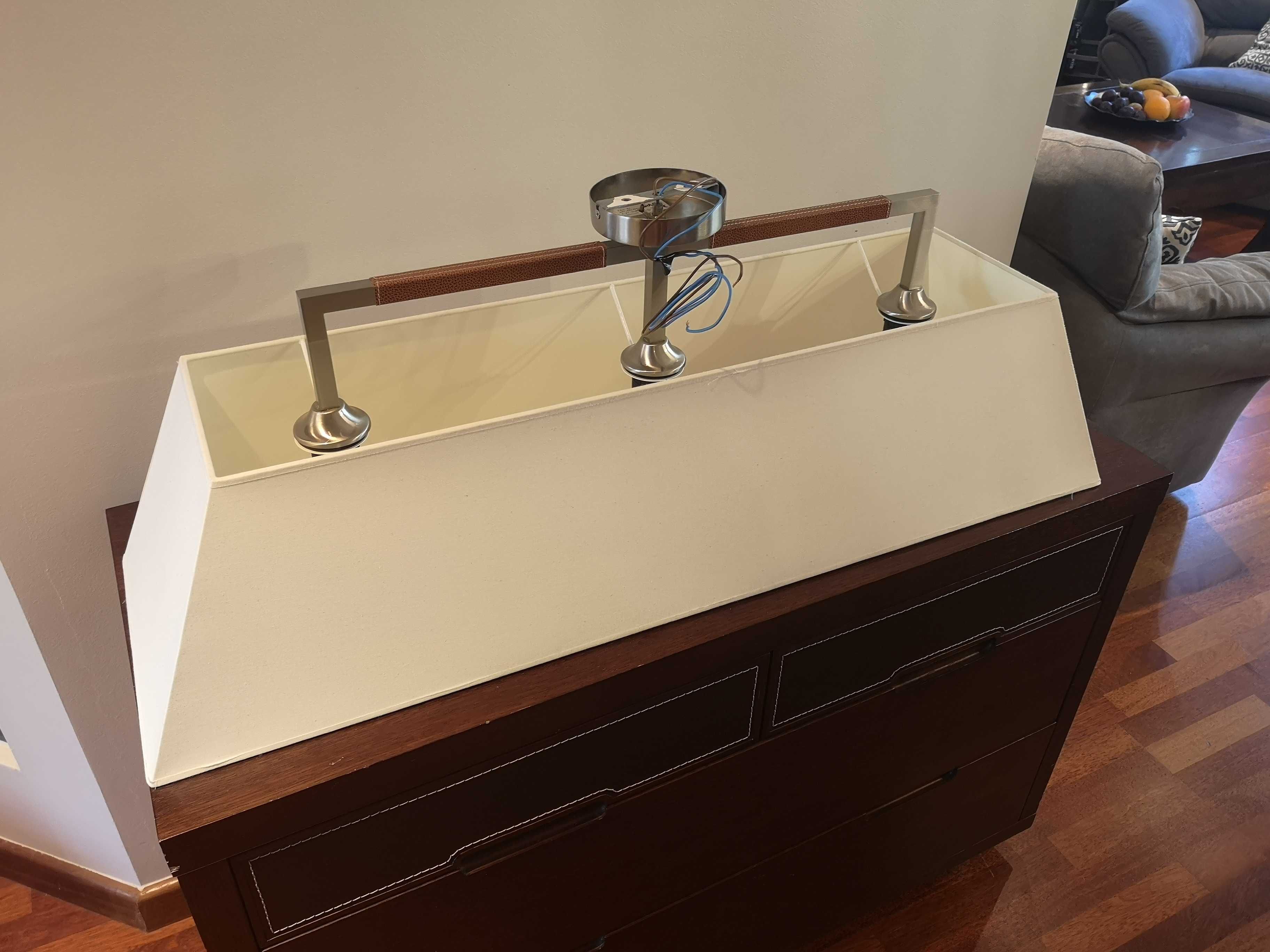 Lampa Wisząca Bover Tau 3x 46W E27 Nikiel Beżowa Kolonialna