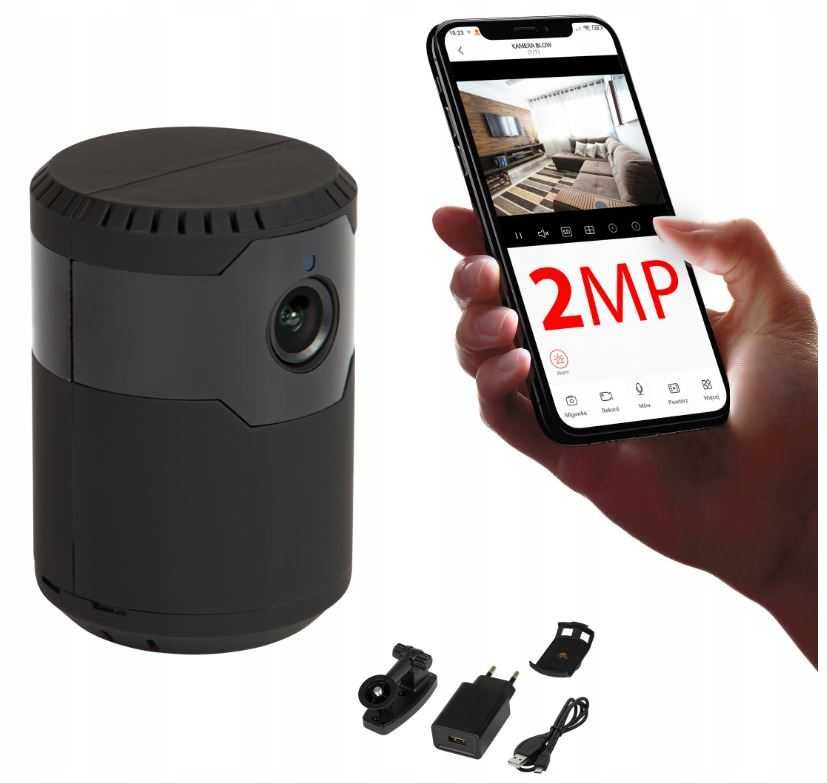 Mini Kamera Szpiegowska IP WIFI Monitoring 2MP Obrotowa FHD Wewnętrzna