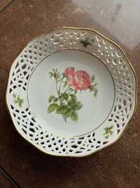 Porcelanowy talerz misa ażurkowa róża