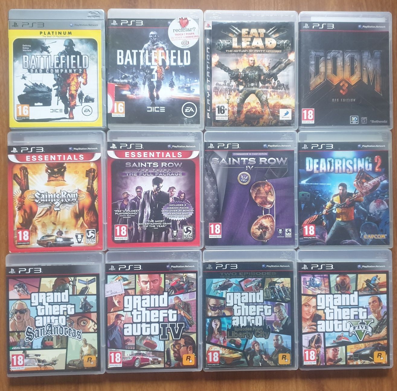 GTA,Beyond duas almas,Dead Rising,Eat Lead,Battlefield,Saints Row PS3