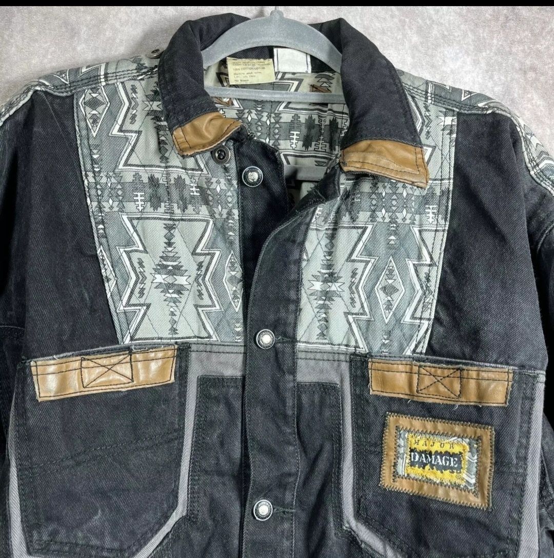 Kurtka jeansowa aztec vintage retro Major Damage 80s 90s