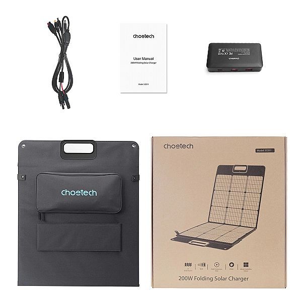 Choetech ładowarka solarna 200w przenośny panel słoneczny czarny (sc01
