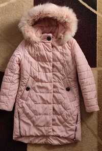 Пальто зимнее для девочки 8-9 лет