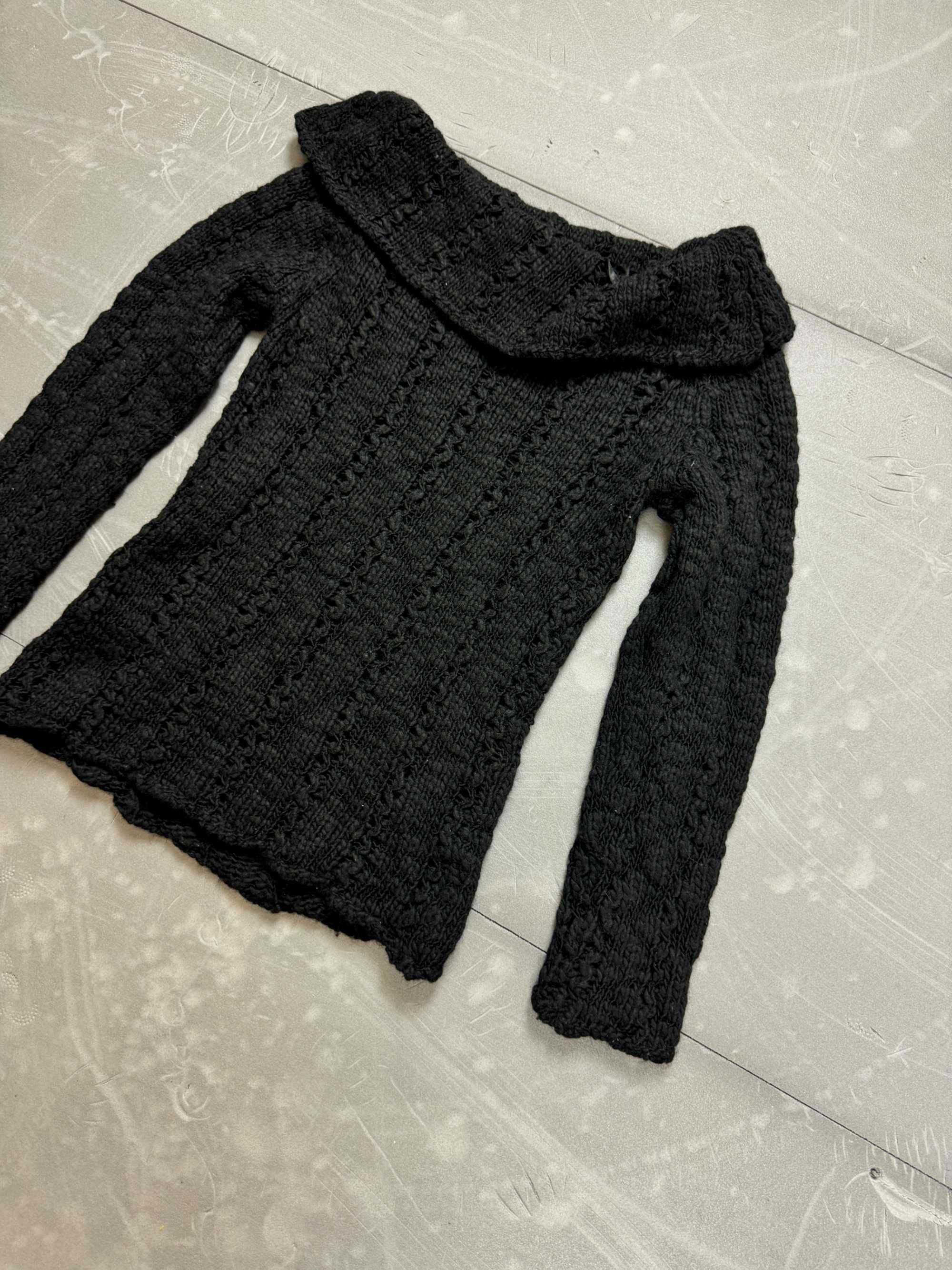 Dziargany czarny gruby sweter z golfem retro y2k (S) 90s 80s