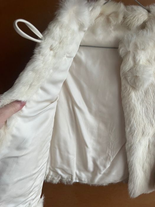 Oryginalne bolerko futrzane z białego królika
