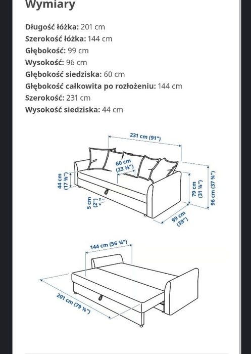 Kanapa Ikea z funkcja spania