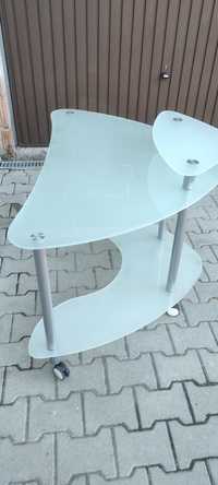 Stolik,biurko z białego szkla