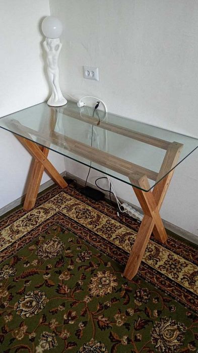 Скляний компьютерний стіл / Стеклянный компьютерный стол 120х60