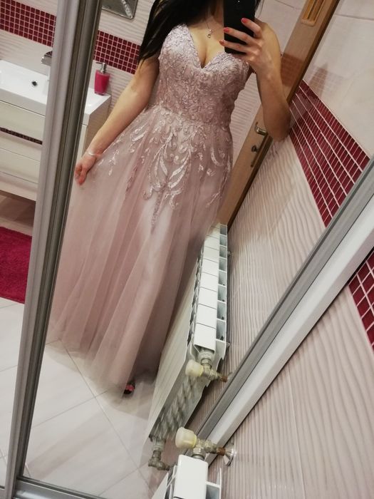 Długa maxi sukienka wesele osiemnastka tiul tiulowa świadkowa druhna