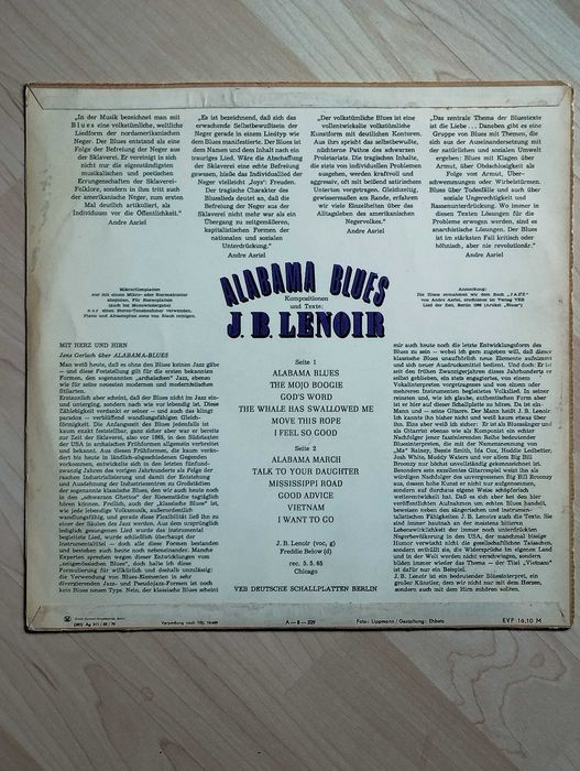LP Alabama Blues J B Lenoir Vinyl Amiga 850176