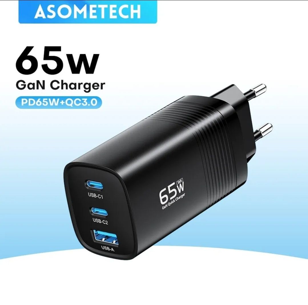 Быстрая зарядка 65w ASOMETECH GAN USB  для смартфона планшета ноутбука