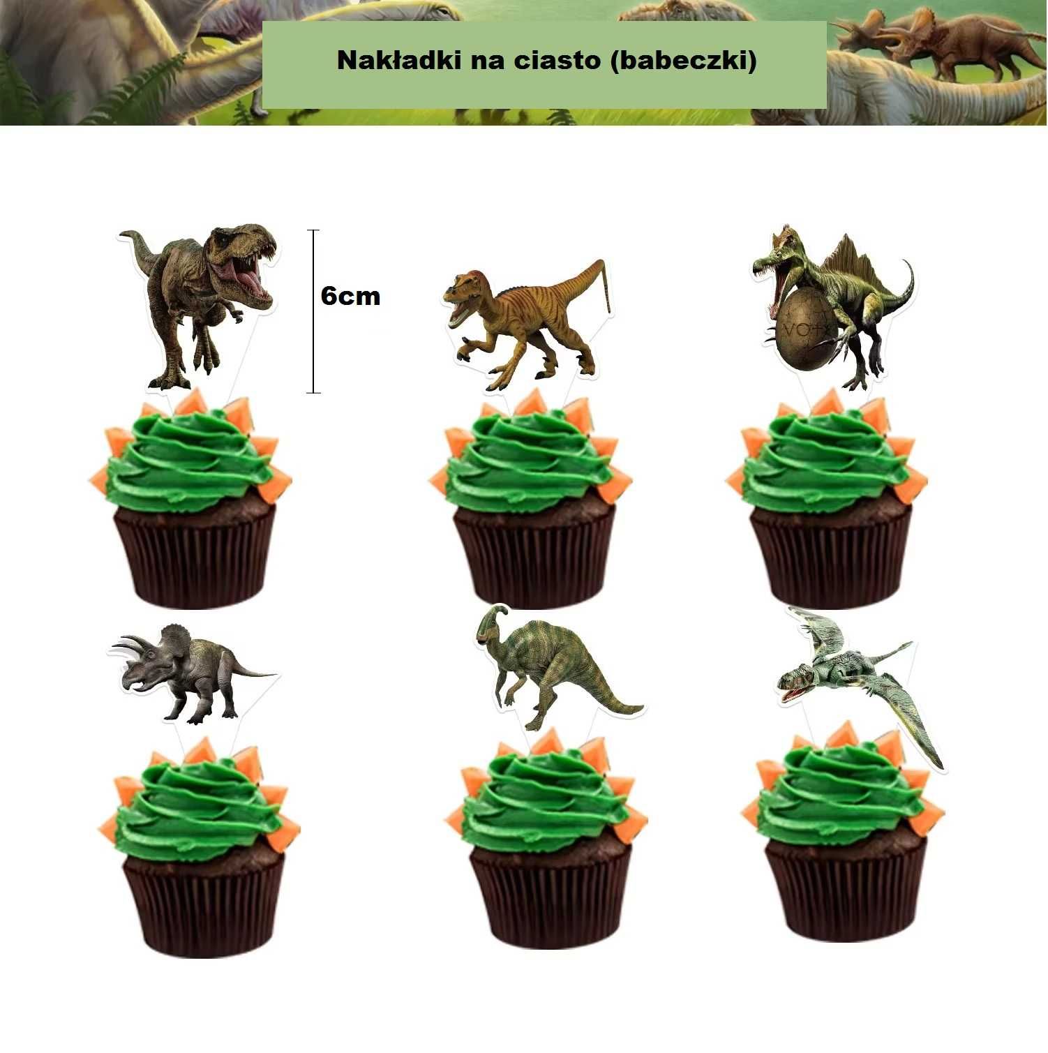 Zestaw Urodzinowy Dinozaury T-Rex 4 części Balony Baner Topper