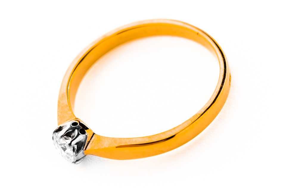 Miłosny Złoty Pierścionek - 14K - 2,23g - DIAMENT - Kraków