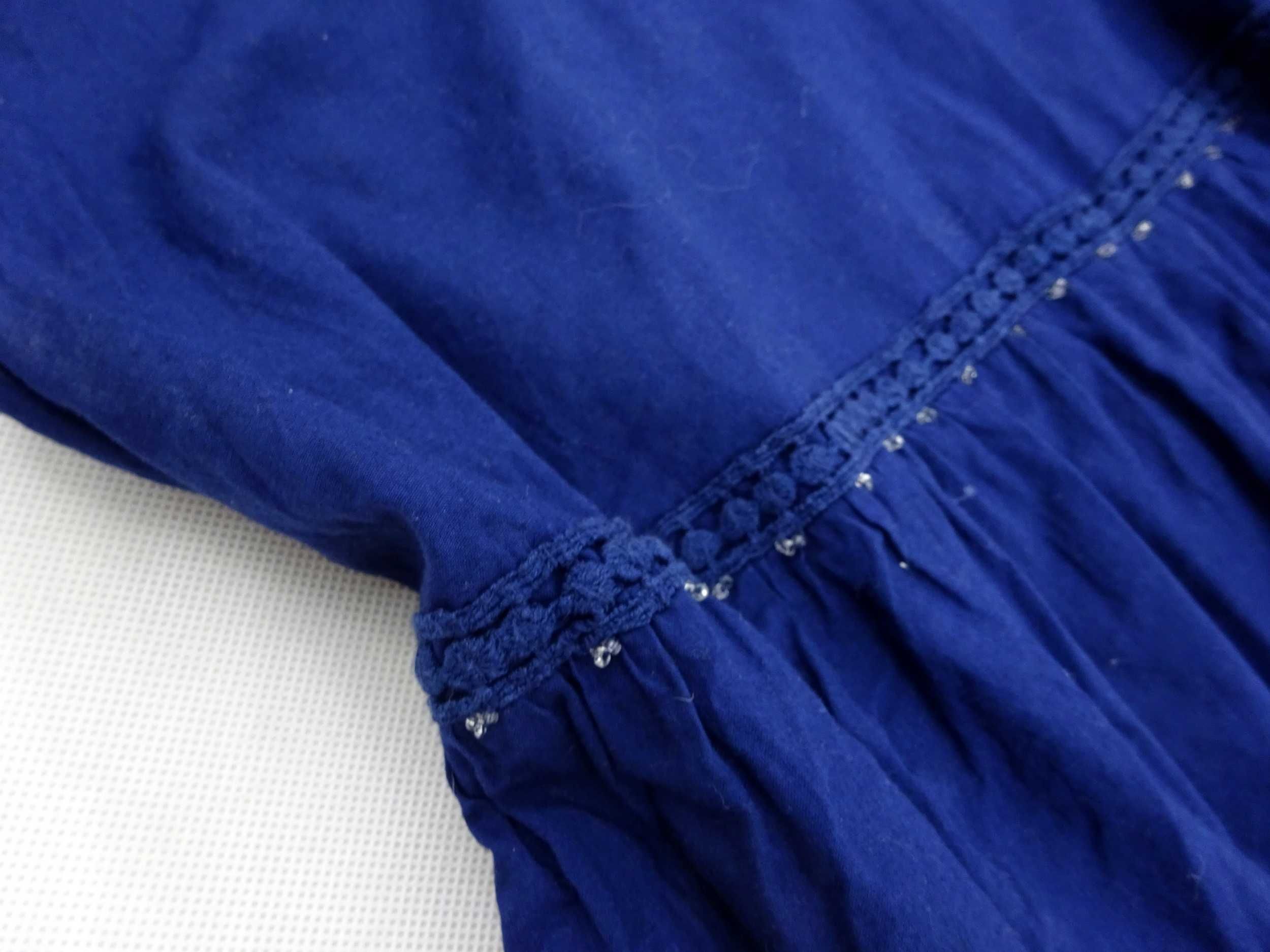 BD18 letnia sukienka bawełniana koronka koraliki zwiewna ażur XL 42