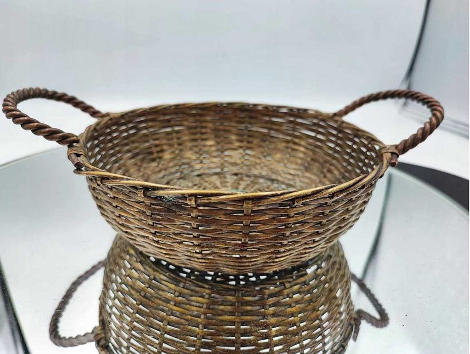 Art deco mosiężny pleciony koszyk