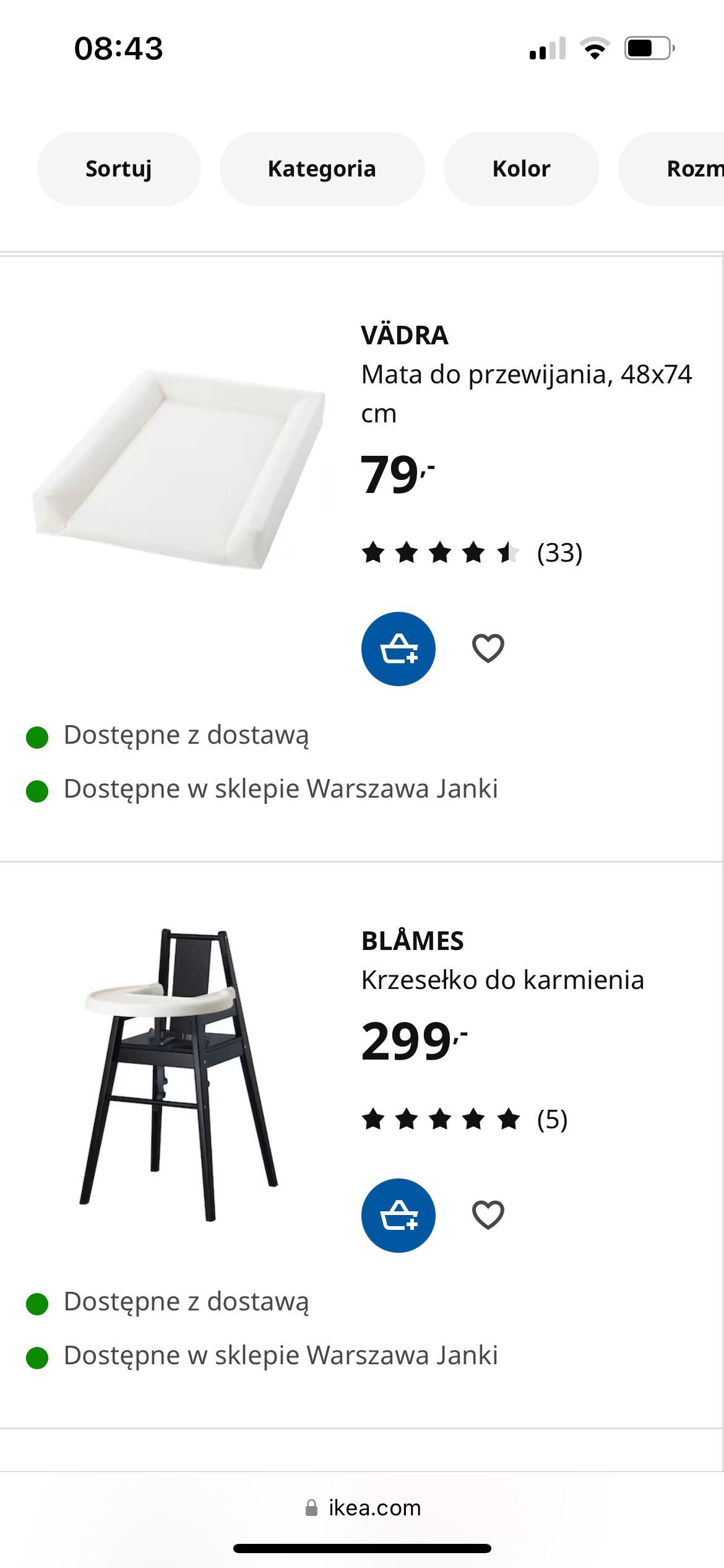 Zestaw mebli dla noworodka IKEA. Lóżko Gulliver, Stół do przewijania