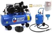 Kompresor Sprężarka 100L 400V 360L/min 3 TŁOKI + PIASKARKA 19 L + WĄŻ