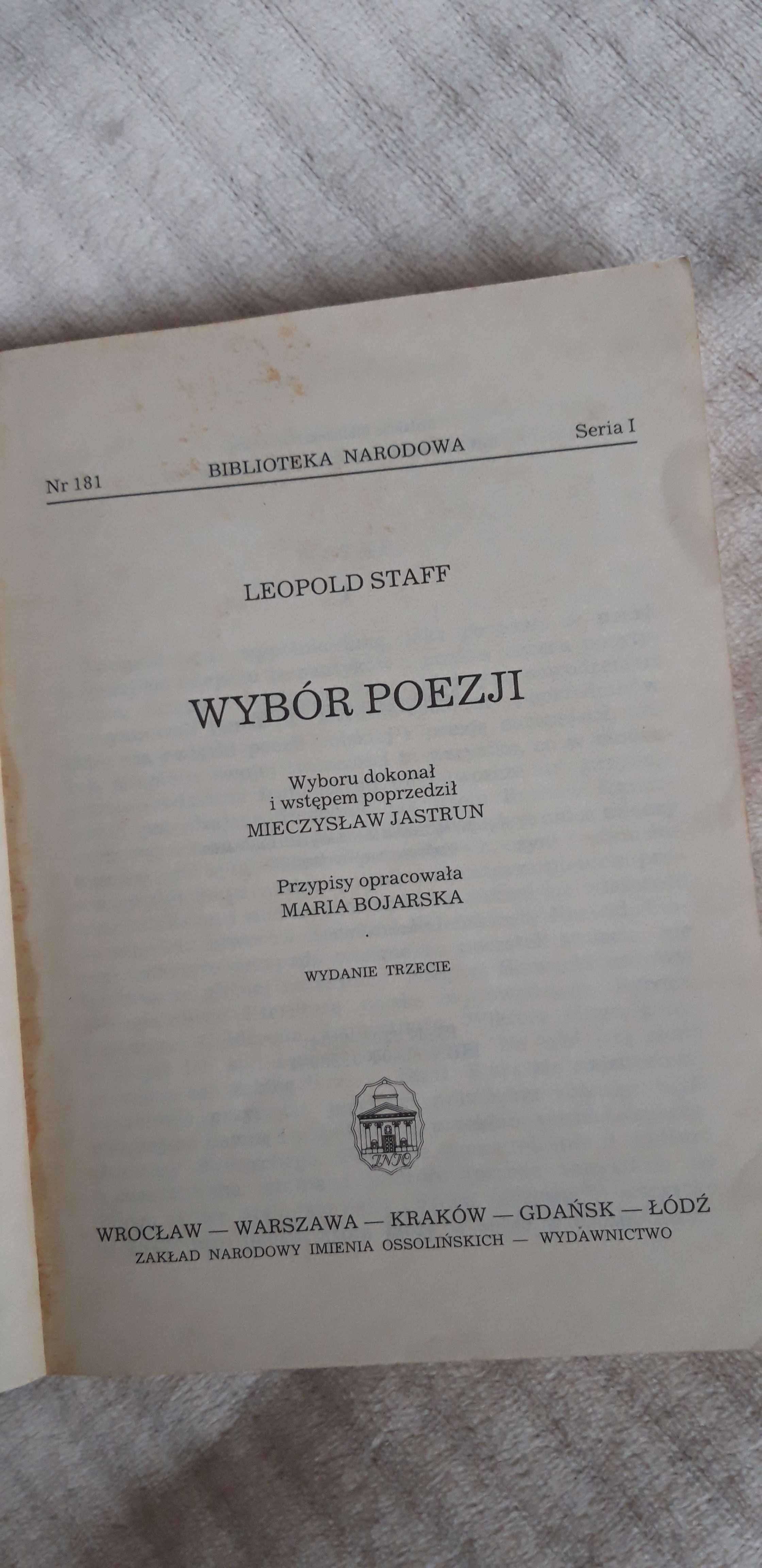 "Wybór poezji" Leopold Staff (ossolineum)