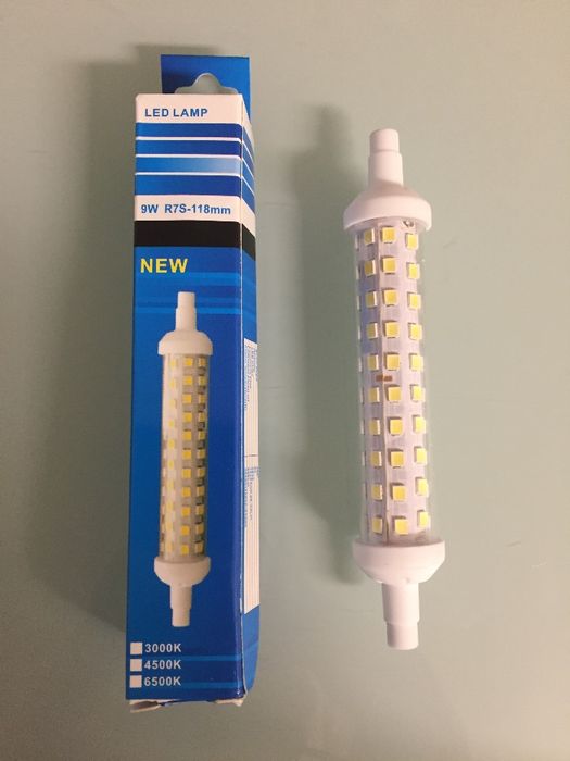 Lâmpada led r7s 9w -118mm - Branco frio- NOVA