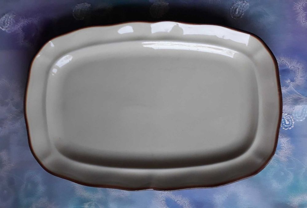 Półmisek prostokątny beżowy porcelitowy Pruszków PRL